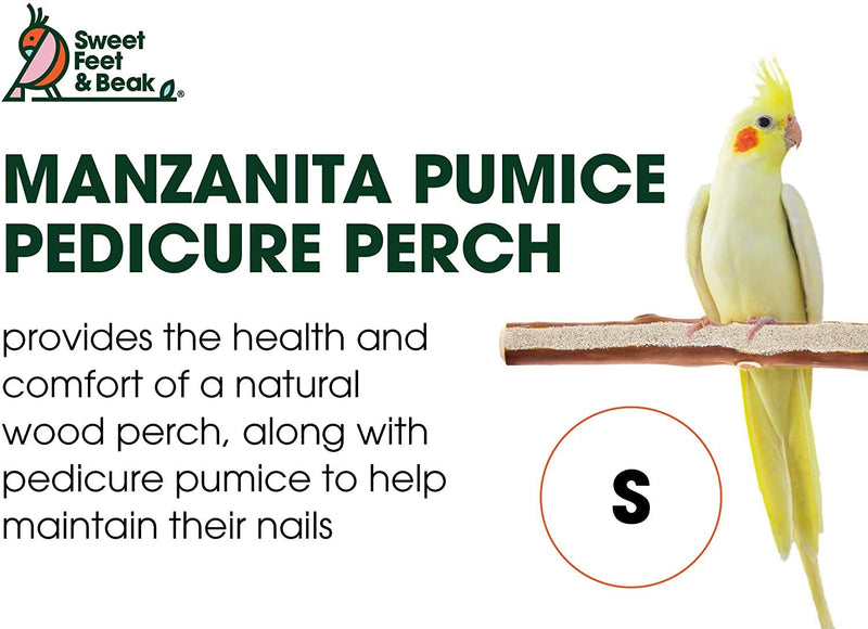 Sweet Feet and Beak Superoost Manzanita Pumice Pedicure Perch- Easy to Install Bird Cage Accessories for Healthy Feet, Nails and Beak - Natural Bird Perches Imitates Birds' Life in The Wild Small 8" - PawsPlanet Australia