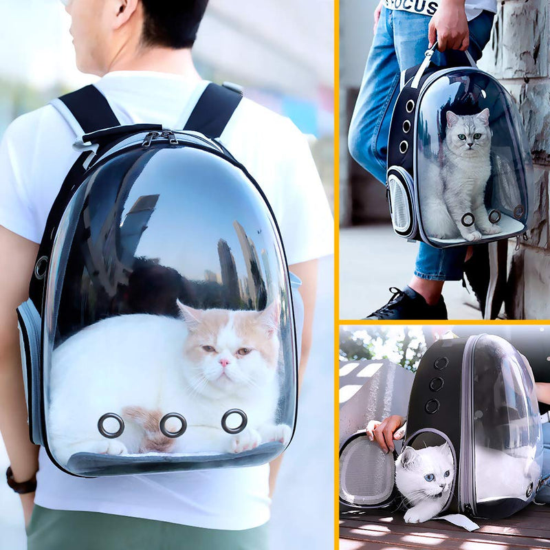 Zwini Pet Carrier Backpack Space Capsule Pet Carrier Shoulders Bag Portable Double Zipper Adjustable Padded Mesh Shoulder Straps Breathable Transparent with Ventilation Holes for Cat Dog Puppy - PawsPlanet Australia