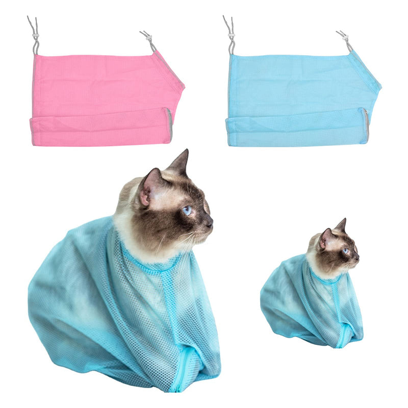 2 pieces cat bathing bag, cat grooming bag, cat shower bag, adjustable cat washing bag, multifunctional cat restraint bag, prevent scratching, biting for bathing, nail trimming, ears clean - PawsPlanet Australia