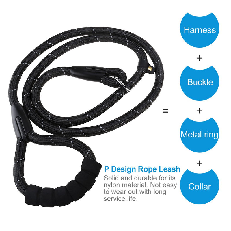 [Australia] - UEETEK Dog Slip Collar Choke Leash P-Leash Reflective Durable Training Rope Sponge Handle Control for Running Walking Hiking 