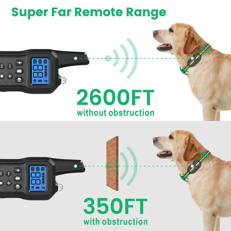 FunniPets Dog Training Collar, Dog Shock Collar 2600ft Range Waterproof Shock Collar for 2 Dogs with 4 Training Modes Black Green - PawsPlanet Australia