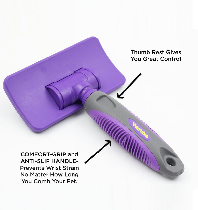 [Australia] - Hertzko Pet Brush Dog Cat Grooming Deshedding Comb for Bathing, Shampooing and Massaging Dogs and Cats with Short or Long Hair - Soft Rubber Bristles Removes Loose & Shed Fur from Your Pet’s Coat 