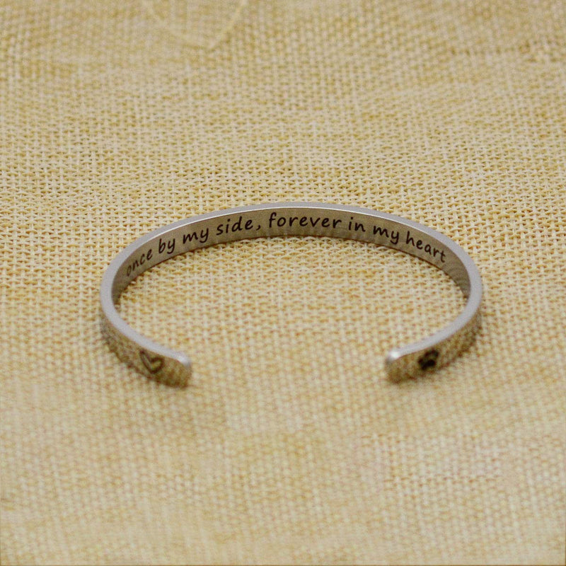 [Australia] - Phoenix Angela Once by My Side Forever in My Heart Pet Sympathy Personalized Gift Bracelet Pet Remembrance Jewelry Dog Memorial Cuff Loss of Pet Gifts 