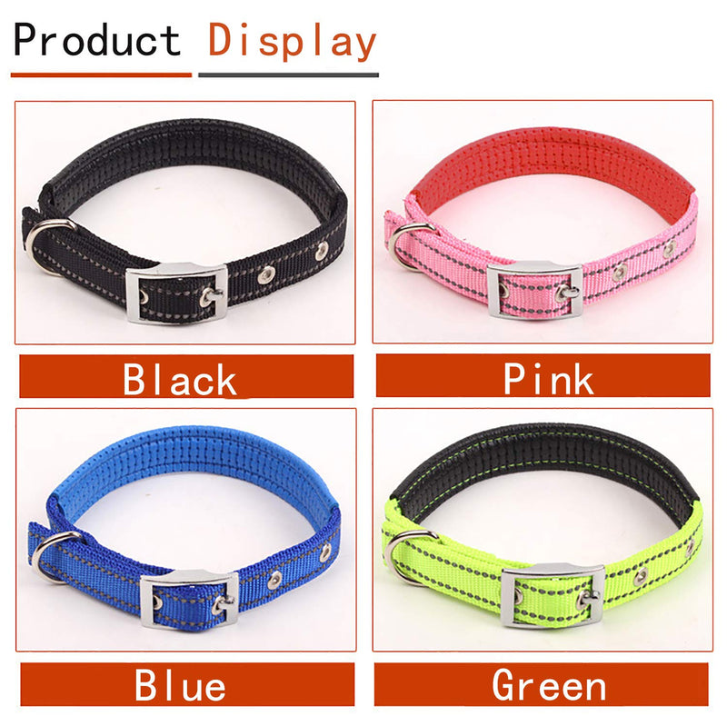 4-Pack four-Color reflective dog collar, breathable nylon foam pet collar, adjustable collar, suitable for small and medium-sized dogs, size L (42-52CM) L(42-52CM) - PawsPlanet Australia