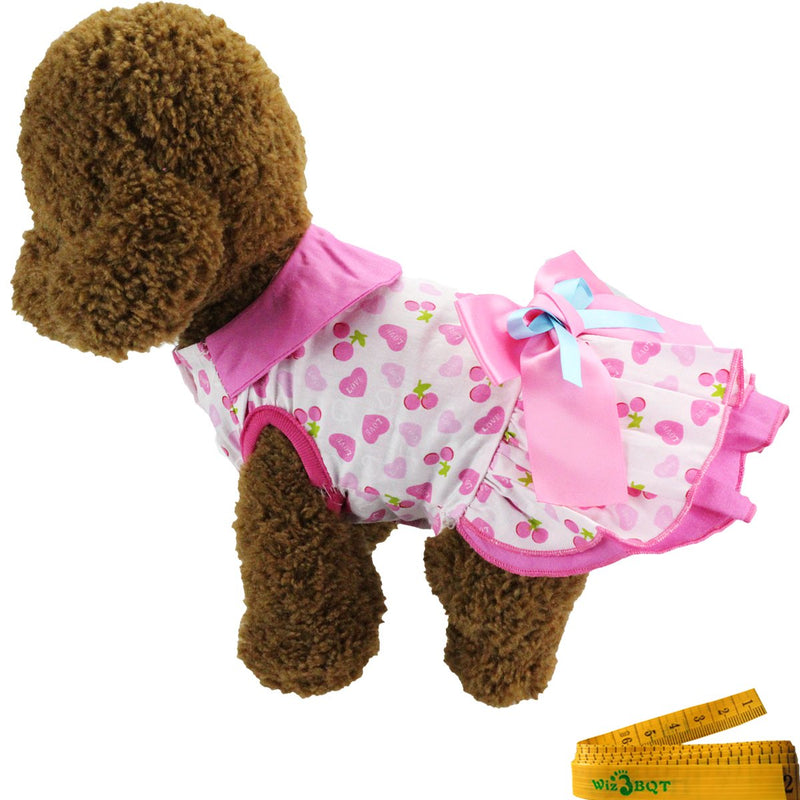 [Australia] - Sweet Cute Pink White Pet Dog Cat Princess Dress Skirt with Bow Tie for Dogs Cats CHEST GIRTH: about 13.7” 