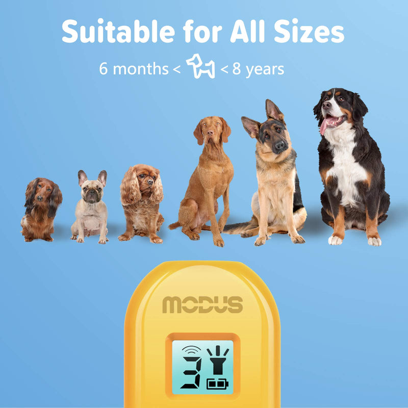 MODUS Anti-Barking Device, 3 in 1 Dog Training Device, 3 Ultrasonic Modes, Rechargeable Dog Barking Deterrent via USB Port, LCD Screen Display, Control Range up to 16.4 Ft, Outdoor and Indoor Yellow - PawsPlanet Australia