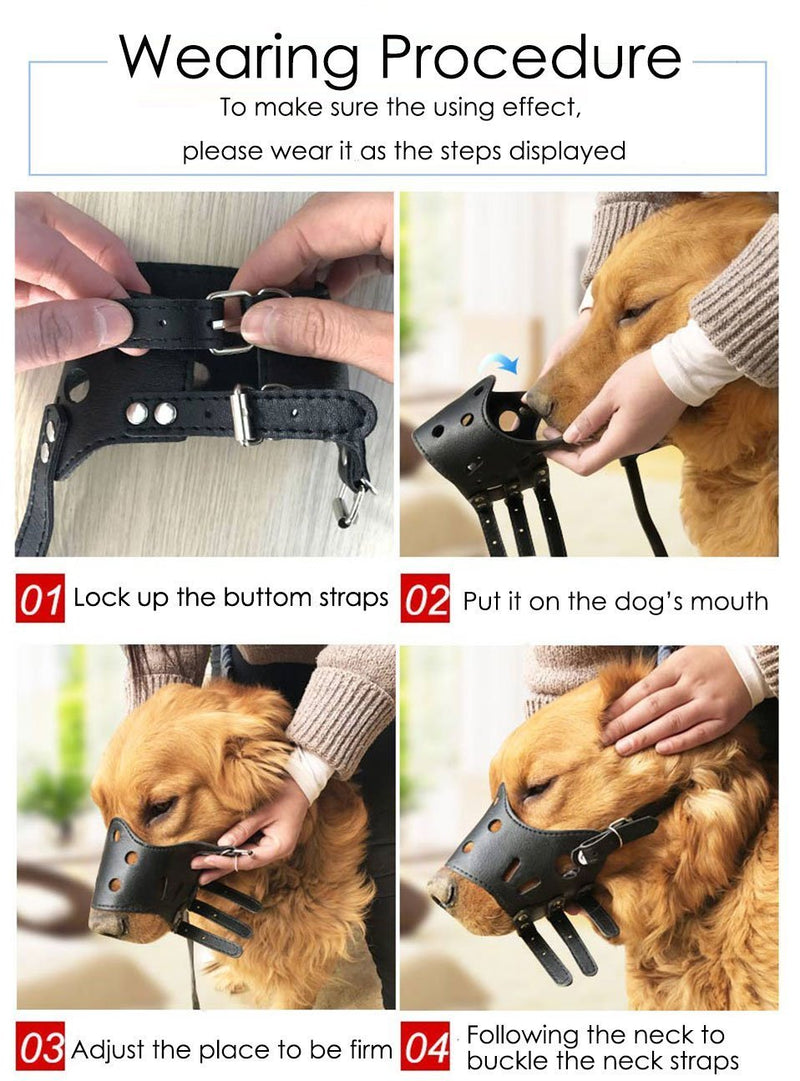 [Australia] - Barkless Dog Muzzle Leather, Comfort Secure Anti-Barking Muzzles for Dog, Breathable and Adjustable, Allows Drinking and Eating, Used with Collars L Brown 