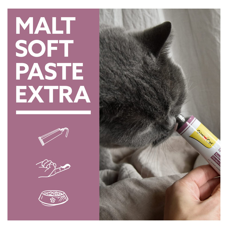 GimCat Malt-Soft Paste Extra - This anti-hairball cat snack aids passage of hairballs - 1 tube 50 g (Pack of 1) - PawsPlanet Australia