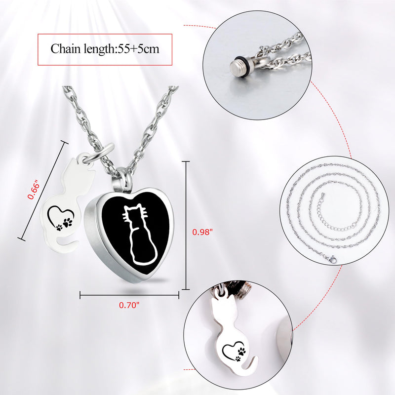 Heart Urn Necklace for Ashes Cat Cremation Necklace Pet Keepsake Fur Pendant Ashes Necklace Memorial Locket Ashes Holder - PawsPlanet Australia