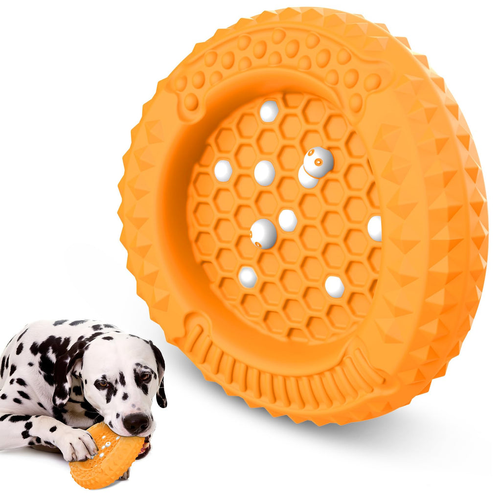 PcEoTllar Dog Toy Indestructible for Aggressive Chewing, Chew Toy Robust Dog Toy for Medium Large Dogs - Multifunctional Natural Rubber Interactive Chew Toy, Orange - PawsPlanet Australia