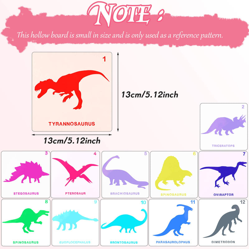 Pet Hair Dye 12 Colors for Dog Cat and 12 Pieces Dinosaur Hollow Drawing Stencils Temporary Washable Pet Fur Coloring Bright Color Pet Hair Chalk Painting Pens Non-Toxic for Creative Grooming - PawsPlanet Australia