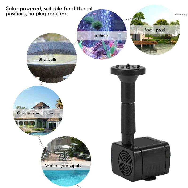 Jroyseter Solar Fountain Pump, Mini Solar Powered Water Fountain, Garden Floating Solar Powered Water Feature Pump with 4 Nozzles Solar Panel Kit Water Pump for Pond,Fountain - PawsPlanet Australia