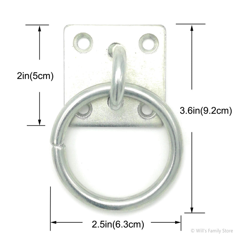 [Australia] - Will's Family Store 2 inch Wall Mount Horse Tie Ring with Square Plate Zinc Plated 2 pieces 
