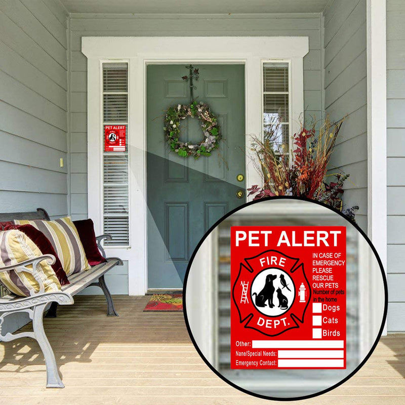 [Australia] - Pet Inside Sticker - 8 Pack Pet Alert Safety Fire Rescue Sticker Decal-Save Our Cat/Dog Pets In a Fire Emergency, Firefighters will See Alert on The Window, Door, or House and Rescue Our Family. 