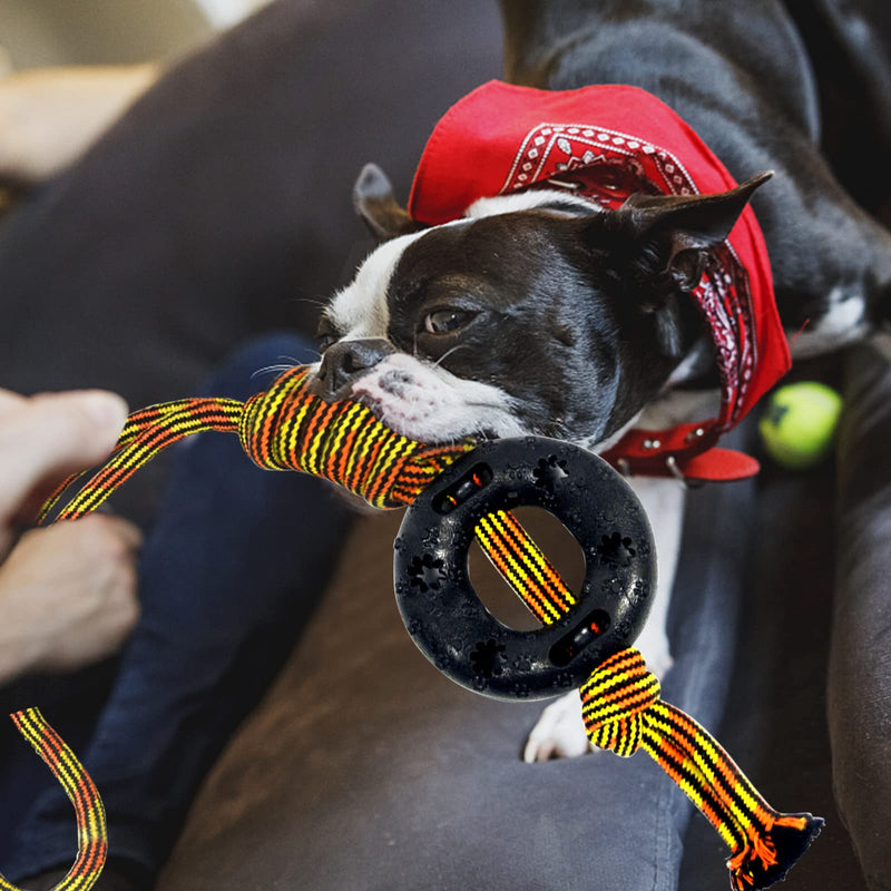 Yipetor Dog Chew Toys for Medium Chewers- 3 Pack, Power Durable Rubber, Duty Cotton Tough 31.5"Long Rope Chew Toys for Medium Breed Dogs Tug of War, Training Playing Teething Cleaning(Black Large) Black Large - PawsPlanet Australia