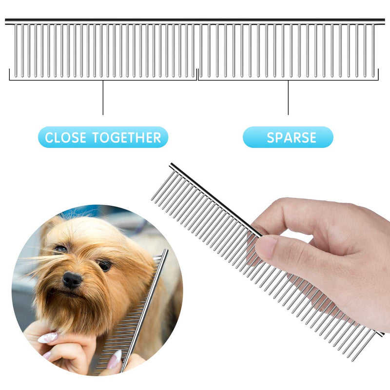 MENNYO Dog Brush Dog Combs Animal Grooming Tool Professional Dematting 2 Sided Primer Rake for Dogs Cats Easy Removal Cleaning Animals Hair Blue (Blue) - PawsPlanet Australia