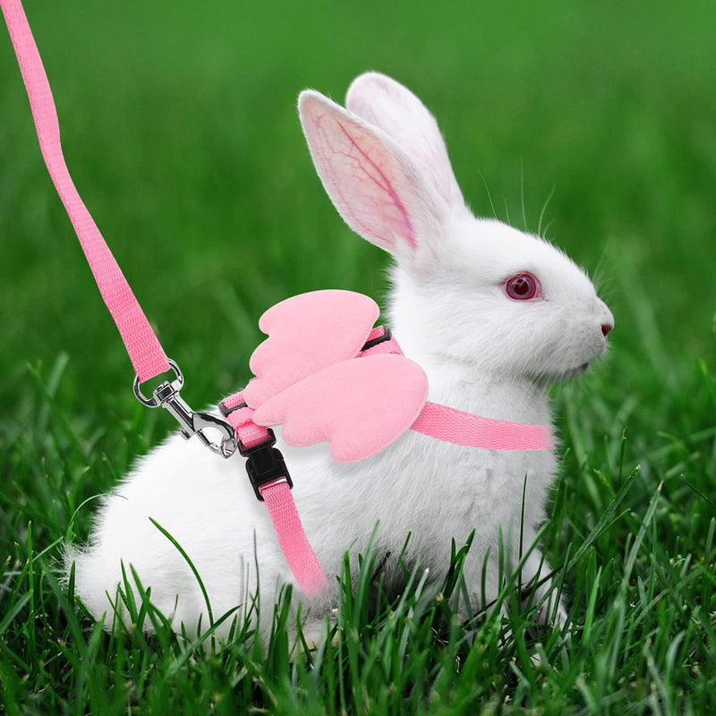 Molain 2Pcs Rabbit Harness and Leash, Adjustable Bunny Harness, Kitten Vest Harness and Leash Set, Cute Wings Pet Harness Leash Set for Bunny Puppy Kitten Ferret and Other Small Animals (Yellow+Pink) - PawsPlanet Australia