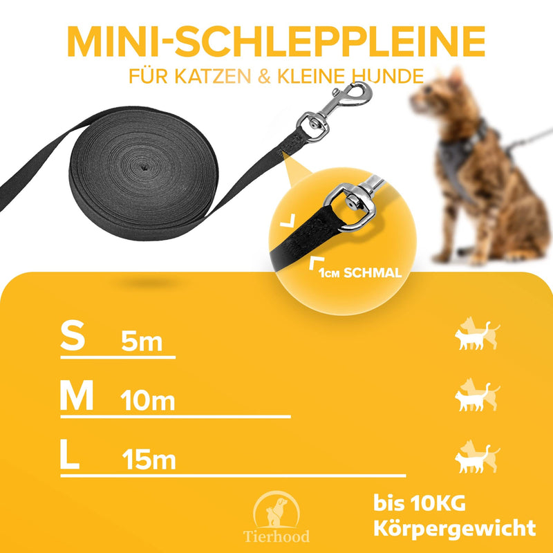 Tierhood - Towing leash 5m / 10m / 15m for dogs & cats [light as a feather] - Cat leash with hand strap & 360° carabiner - Towing leash for small dogs & cats - Dog leash for small dogs light - PawsPlanet Australia