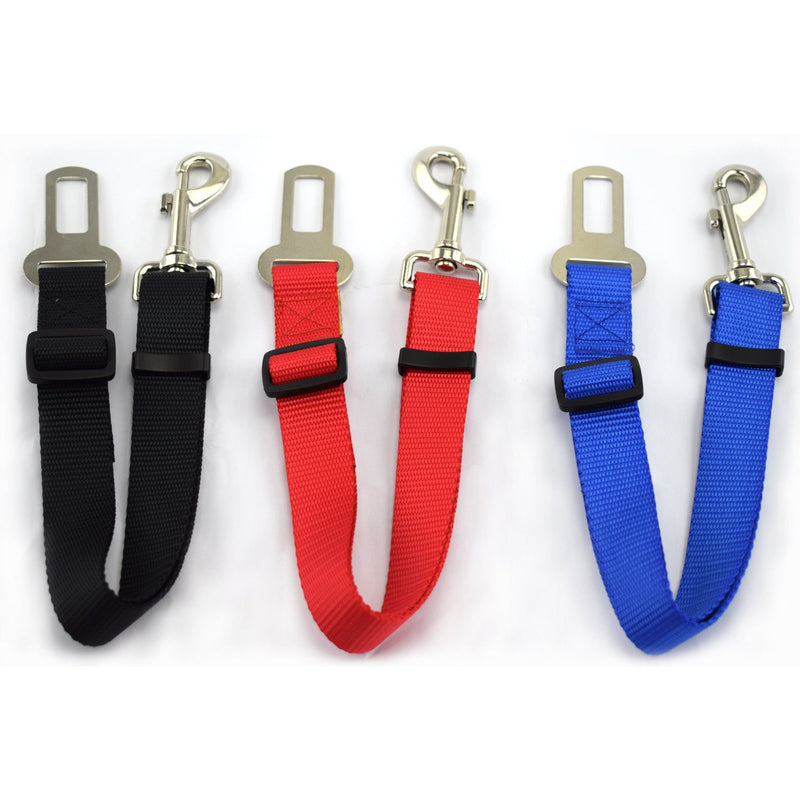 [Australia] - PetsCaptain 3-Pack Universal and Adjustable (1" Wide x 16" ~ 24") Pet Seatbelt Harness Dogs Seat Belt and Cat Seat Belt Pet Belt in Vehicle, Red, Black, and Blue Color; PSC-A523M3 