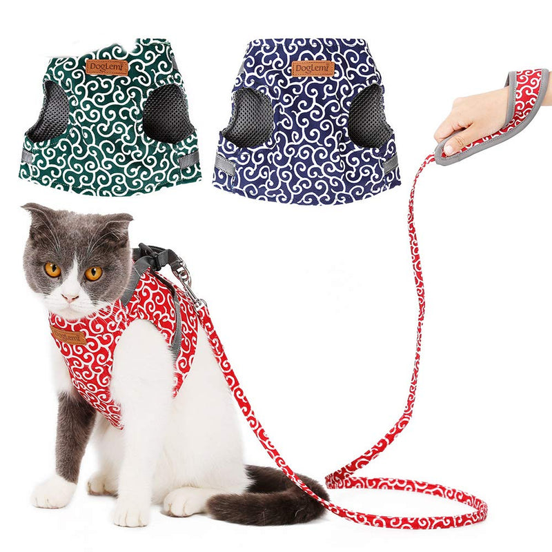 RC GearPro Cat chest strap Leash Cat Japanese Vest Style Clothes Adjustable Cat Harness Soft Padded Vest for Kittens (S, Blue) S - PawsPlanet Australia