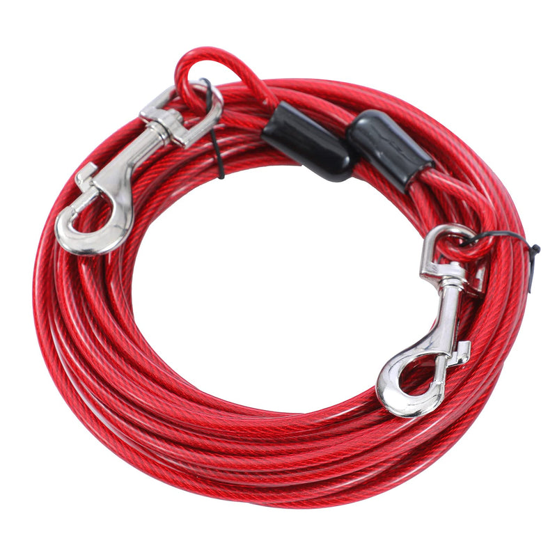 TOPWAY yard leash for dogs 9 m, dog leash dog tie cable galvanized steel, dog tie out cable, tie-out leashes for dogs, for outdoor yard camping outdoors, red - PawsPlanet Australia