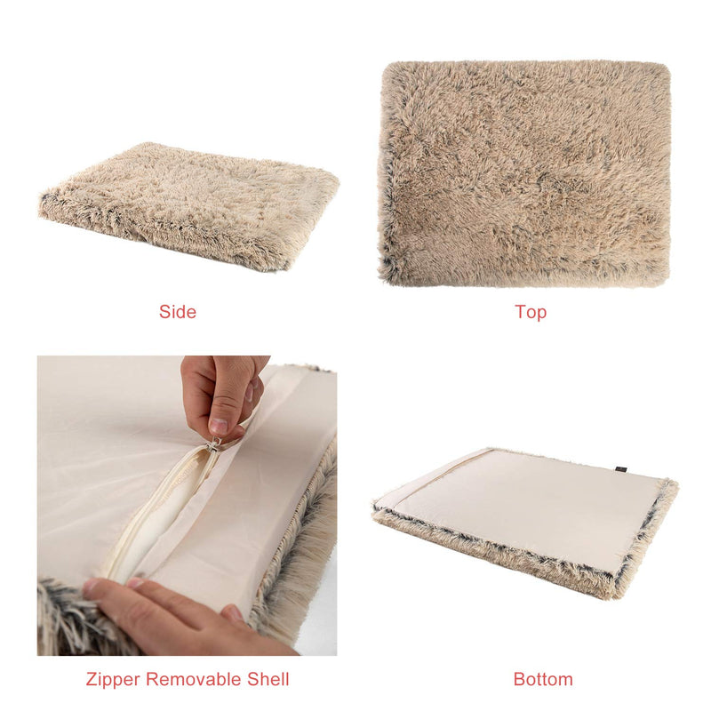 [Australia] - Best Friends by Sheri Orthopedic Dog Bed - Vegan Faux Fur Cushion Supports Joints, Soothes Your Pet, Improves Sleep - Self-Warming w/Zippered Cover, Machine Washable - 27x36 in Taupe 