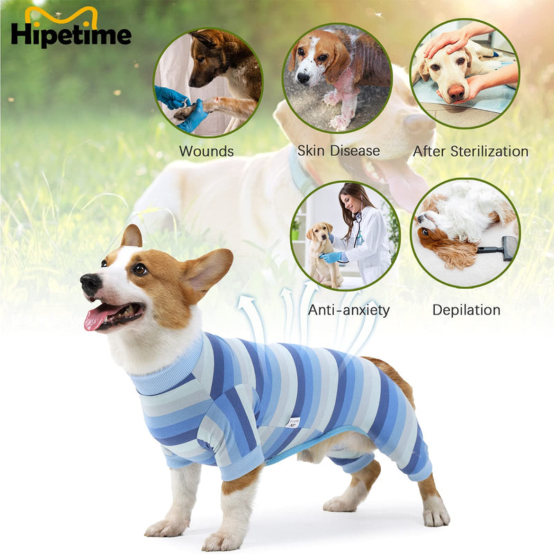 Hipet Dog Onesie After Surgery Dog Surgical Recovery Suit Female Male for Abdominal Wounds, Bodysuit With Sleeve Prevent Licking Biting Shedding E-Collar Alternative Pajamas For Small Medium Dog S Blue - PawsPlanet Australia