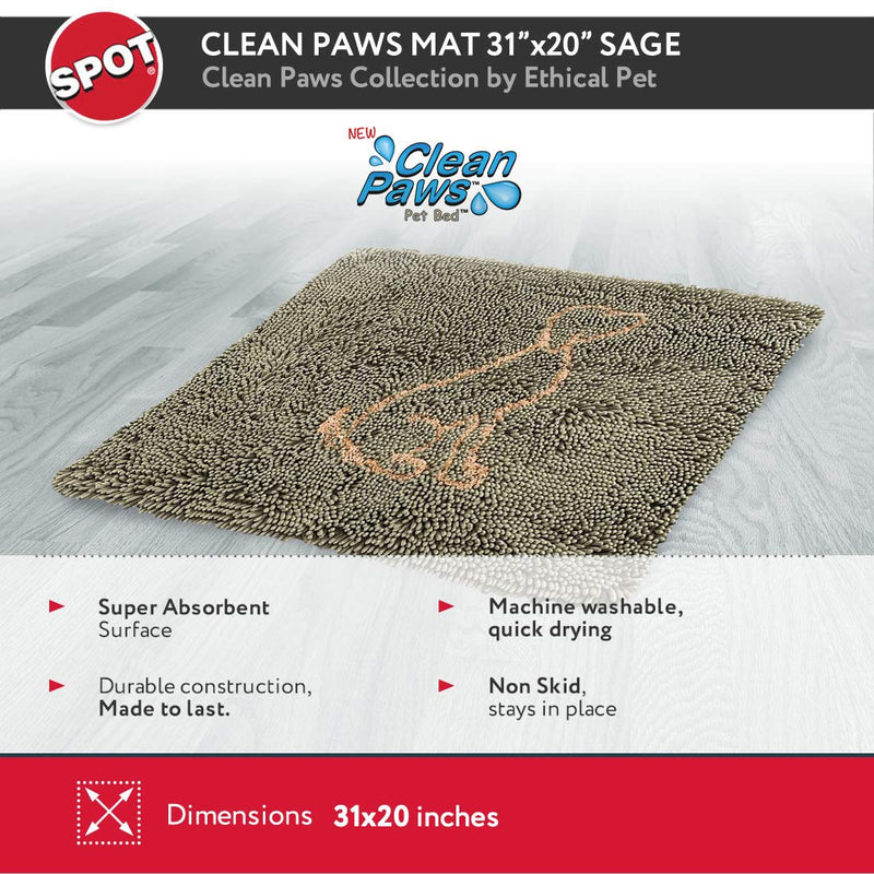 [Australia] - SPOT Ethical Pets Clean Paws Micro Fiber Dog Mat 31x20 Sage 