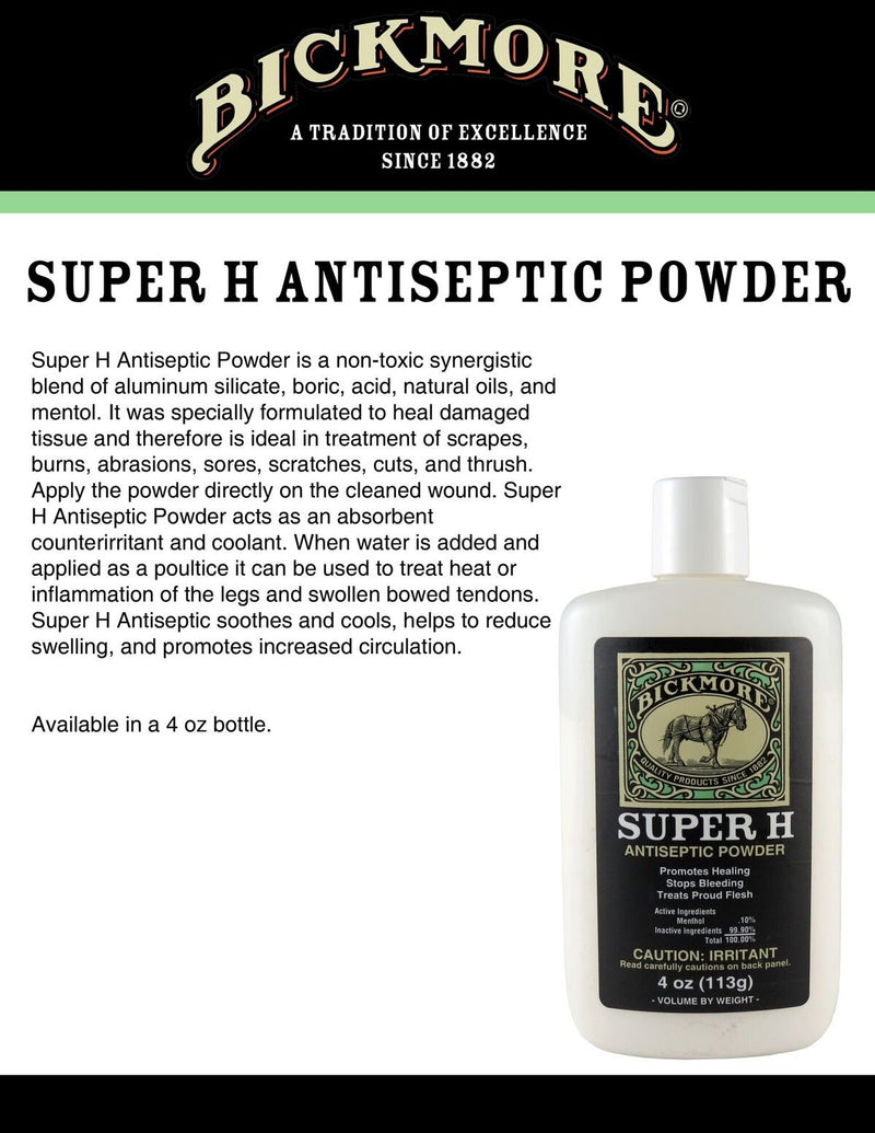 Bickmore Super H Antiseptic Powder for Horses - Quick Healing, Stops Bleeding, Treats Proud Flesh - PawsPlanet Australia