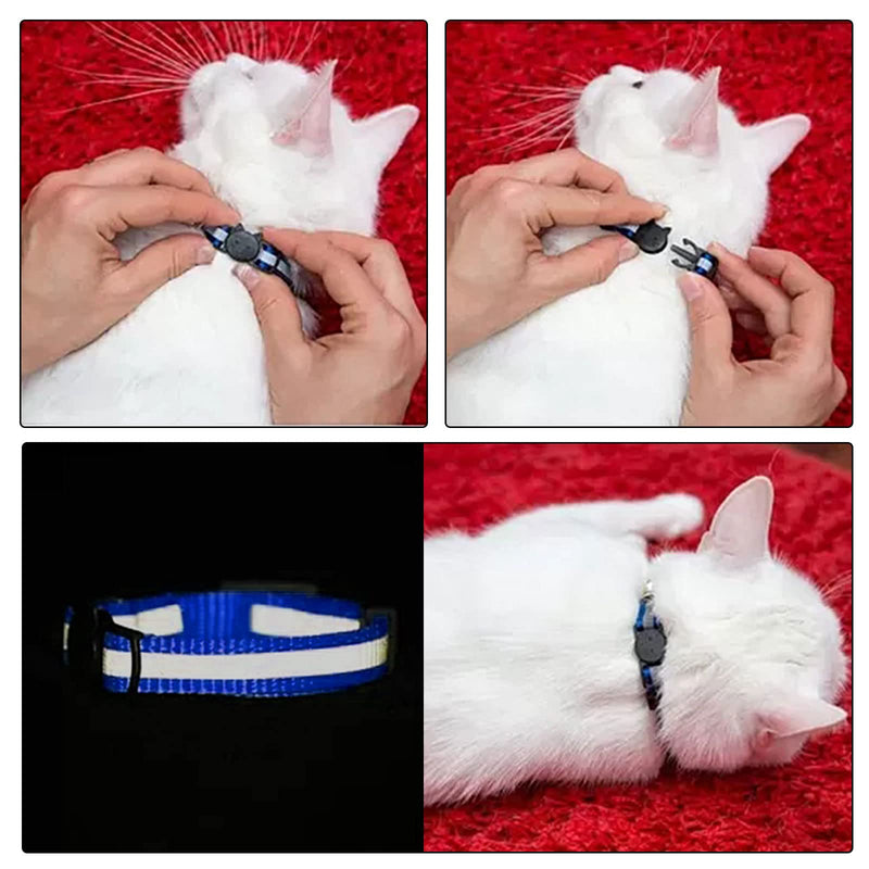 TSHAOUN Pack of 15 Adjustable Reflective Cat Collars with Safety Clasp, Fluorescent Kitten Collars with Bell for Domestic Cats, Small Dogs Adjustable 19-32 cm - PawsPlanet Australia