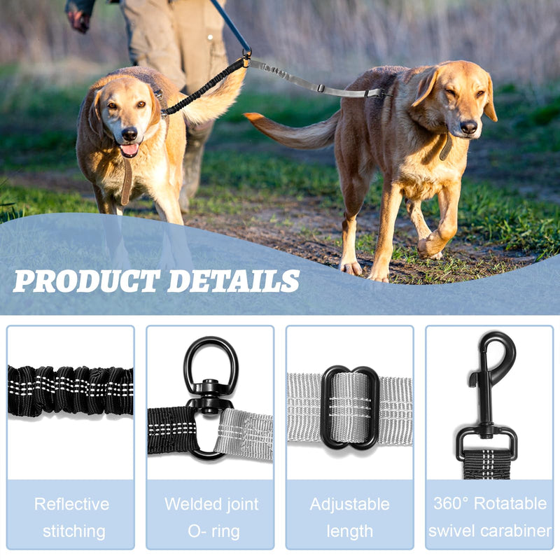 Double leashes for dogs, reflective dog leash, 360° rotatable, adjustable training leash for walking, training and jogging - PawsPlanet Australia