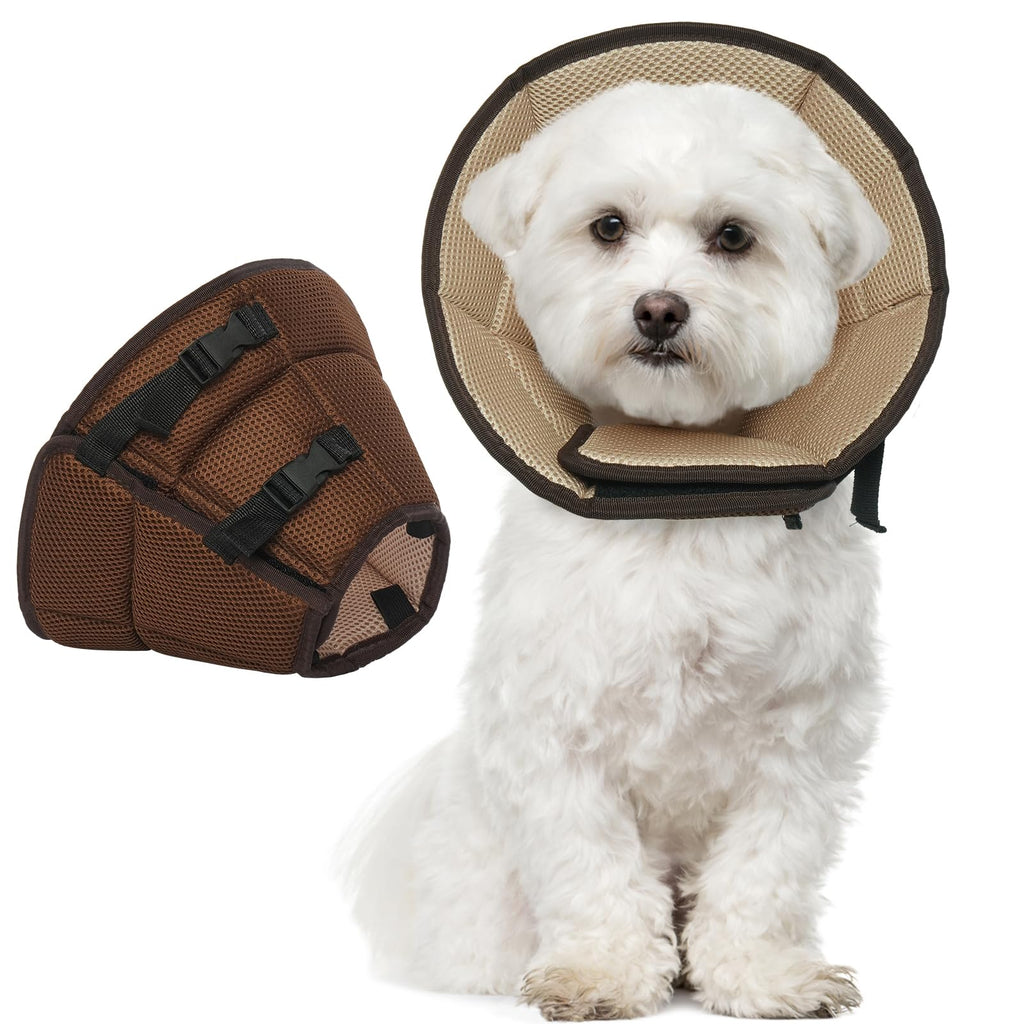 Kuoser neck brace for dogs, comfortable leak protection for dogs, protective measures for dogs, adjustable dog collar, dog collar for dogs, prevention of bite and lick wounds, brown S S---Neck circumference: 24-30cm brown - PawsPlanet Australia
