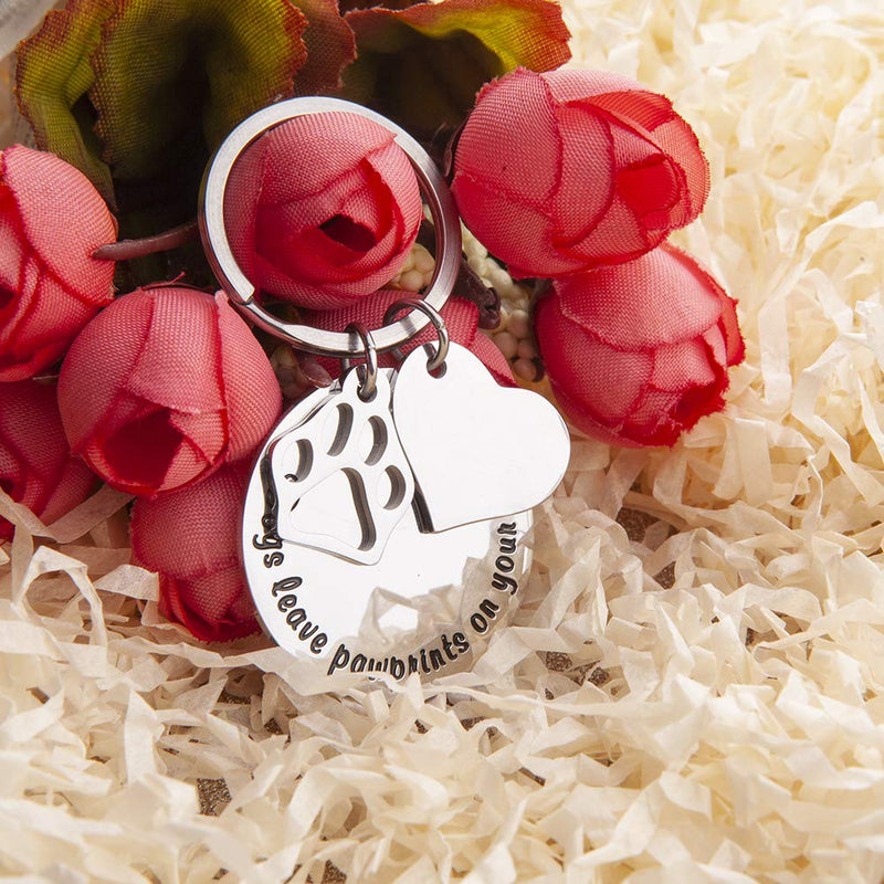 [Australia] - Pet Memorial Keychain for Dog Loss of Pet Gift Dogs Leave Paw Prints on Your Heart Pet Remembrance Sympathy Keepsake Grief Personalized Dog Keyring Gifts for Him Her Animal Lover Gift 