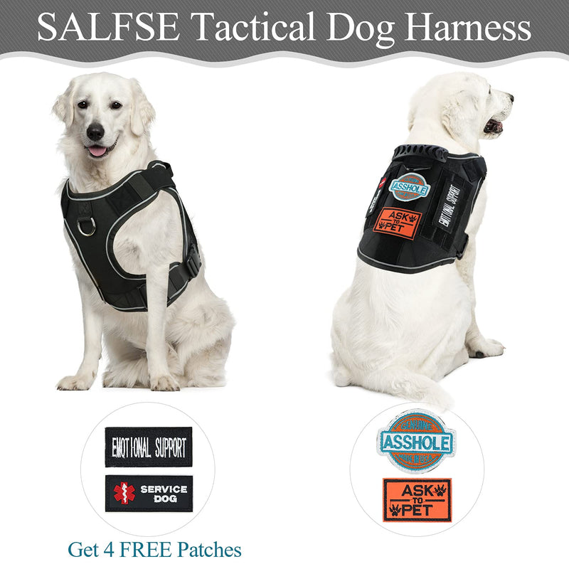 Tactical Dog Harness No Pulling Military MOLLE Pet Vest Reflective k9 Working Training Harness with Control Handle for Medium Large Dogs Black - PawsPlanet Australia