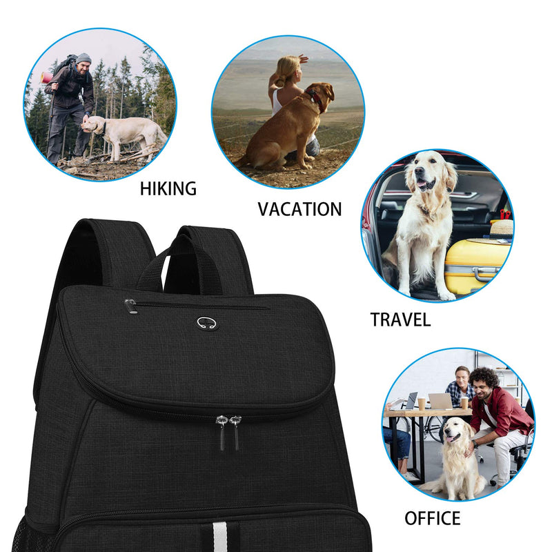 BAGLHER 丨Dog Travel Bag,Airline Approved Pet Supplies Backpack,Dog Travel Backpack with 2 Silicone Collapsible Bowls and 2 Food Baskets. Black - PawsPlanet Australia