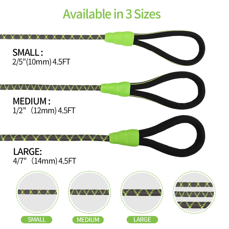 morpilot Slip Lead for Dogs, Durable Nylon Dog Leads Slip Rope, Adjustable Training Dog Lead with Soft Handle, Strong Dog Leash Suitable for Small, Medium and Large Dogs, Fluorescent Green (Size S) Small (10 mm) - PawsPlanet Australia