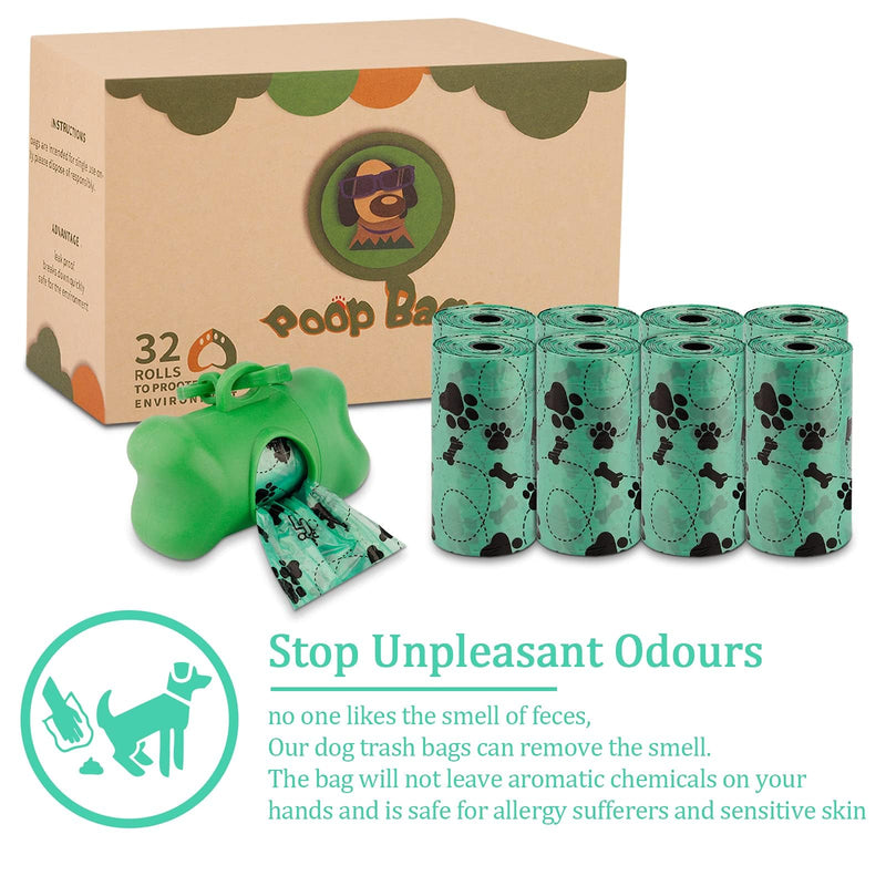 ROEXUN dog waste bags 32 rolls (640 bags) waste bags for dogs with 1 free dispenser, leak-proof and scented waste bags for dogs, green - PawsPlanet Australia