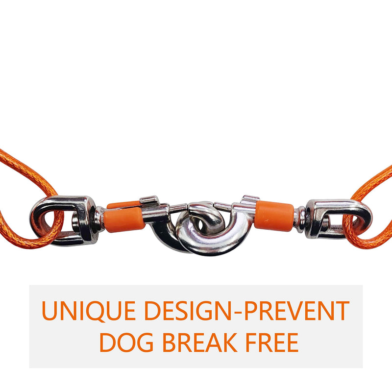 EzyReach Cable Leash for Dogs, Pet Tie Out Cables Leashes Yard Leash for Large Dogs up to 68 kg (150 lbs), 9 m (30 ft) Orange 30 ft (150 lbs) - PawsPlanet Australia