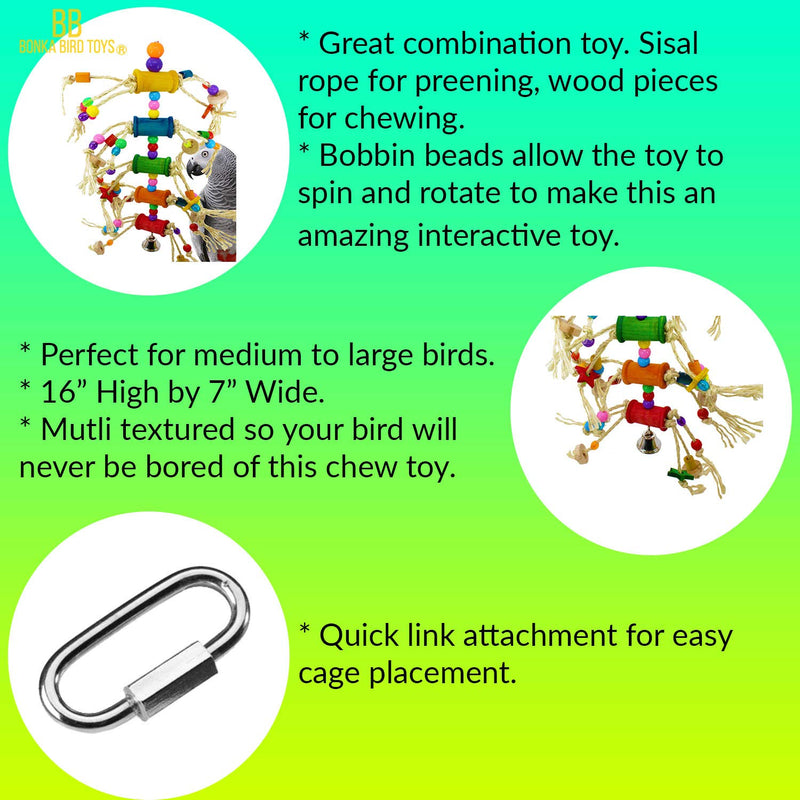 [Australia] - Bonka Bird Toys 1846 Pluck My Bobbins Bird Toy Parrot cage Toys Cages African Grey Amazon Conure 