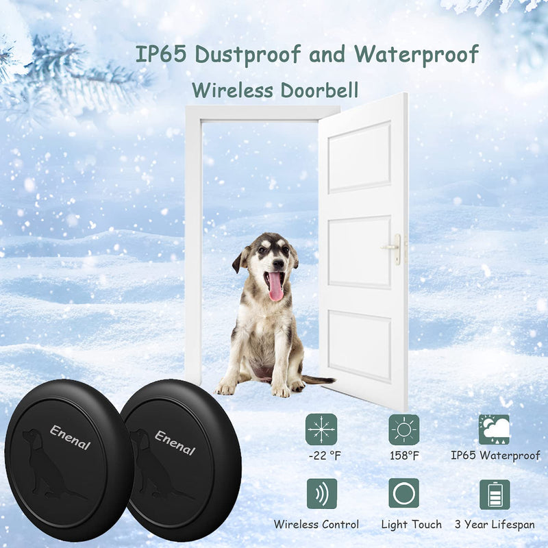 Enenal Wireless Dog Doorbell, 4 Modes Doggie Doorbell for Potty Training, IP65 Waterproof Touch Button Dog Bells 20 Melodies - PawsPlanet Australia