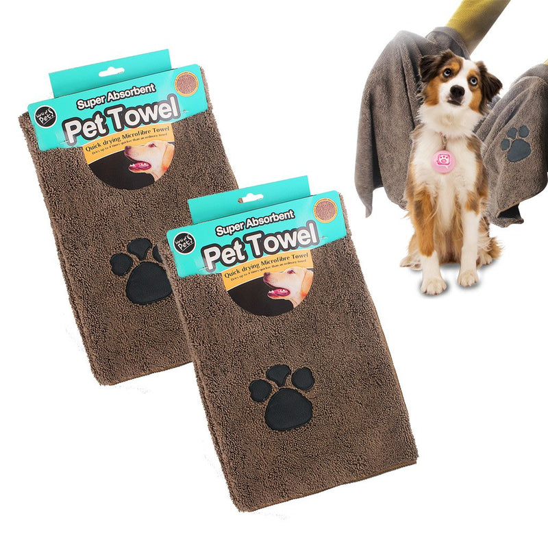 Guaranteed4Less Pet Wash Towel Dog Microfibre Quick Dry Puppy Drying Mitt Absorbent Cat Cleaning (TWO PET TOWELS) - PawsPlanet Australia