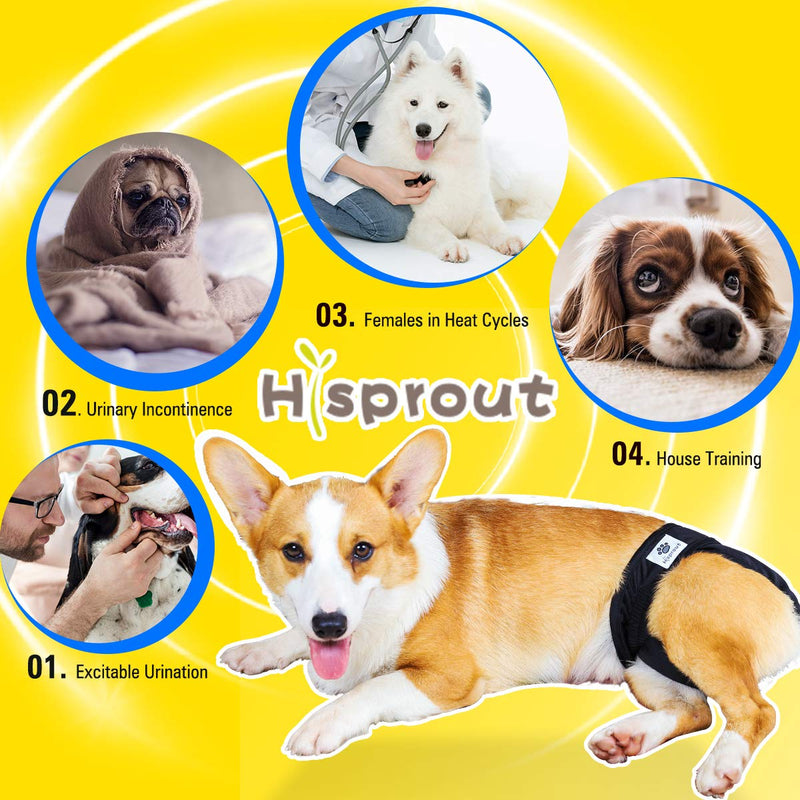 Hi Sprout Female Dog Diaper Reusable Washable Durable Absorbent Cloth Doggie Diapers Pants (XS, Black Set) X-Small - PawsPlanet Australia