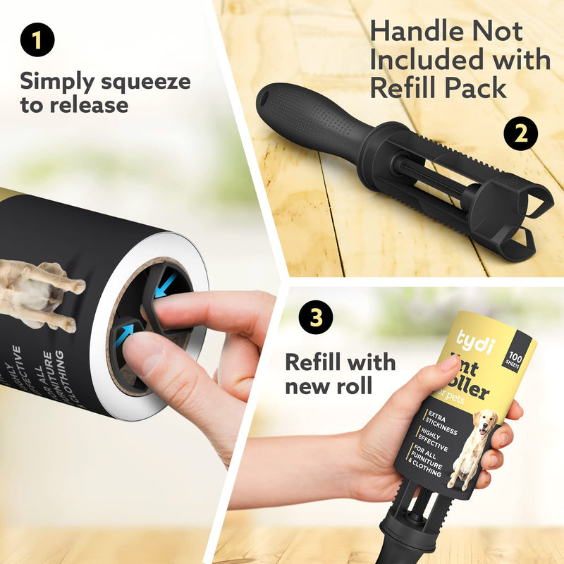 Tydi lint roller animal hair - 100 sheets per roll (600 sheets in total) - lint roller clothing - lint roller - hair roller - lint roller clothing - animal hair effortlessly collected, white only 600 refill sheets - PawsPlanet Australia