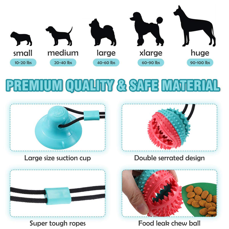 CAMTOA Dog Chew Toys for Aggressive Chewers, Suction Cup Dog Chewing Toy, Dog Rope Ball Toys with Suction Cup for Small Large Dogs, Puppy Dog Teeth Cleaning Interactive Pet Tug Toy for Boredom - PawsPlanet Australia