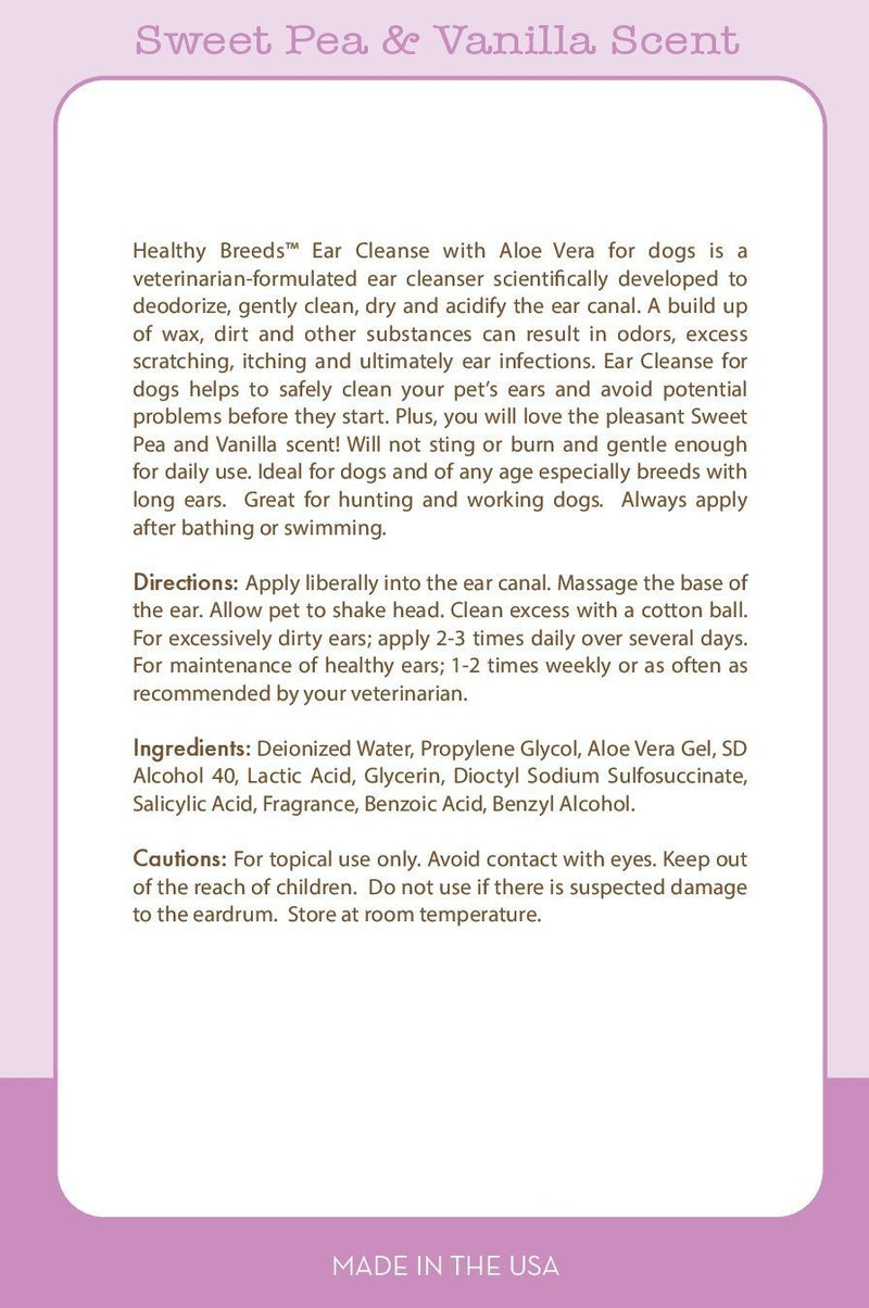 [Australia] - Healthy Breeds Ear Cleanse with Aloe Vera - Veterinarian Formulated to Deodorize Clean Dry & Acidify Ear Canal - Gentle & Will Not Sting or Burn Sweet Pea & Vanilla 8oz Russian Toy Terrier 