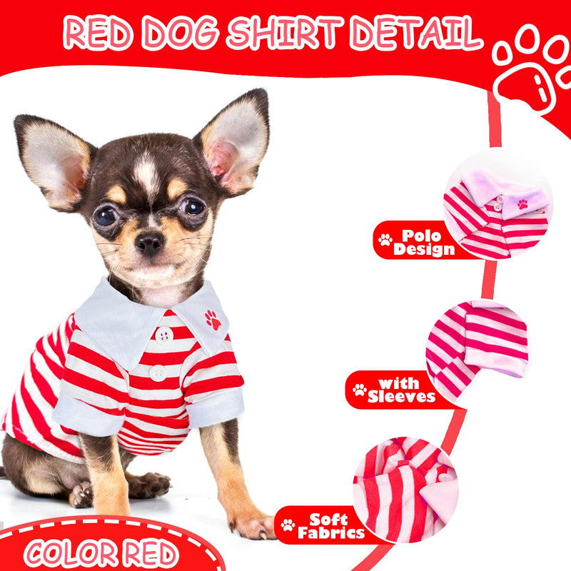 XXS Dog Clothes , 2 Pieces Chihuahua Clothes Striped Dog T-Shirt Yorkie Teacup Dog Clothes for Small Dogs Girl Puppy Clothes XX-Small Blue+ Red stripe - PawsPlanet Australia