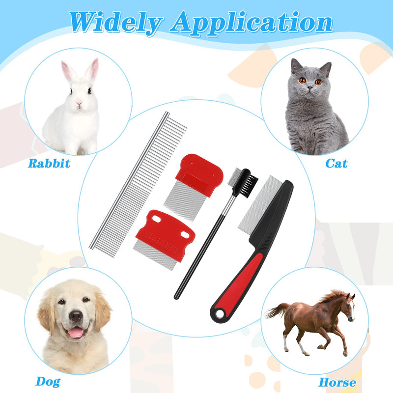 Thursday April Pack of 5 Tear Stain Remover Comb Double Sided Dog Eye Comb Brush Dog Flea Combs Pet Grooming Comb Multi-Purpose Tool for Cats Dogs Grooming Comb - PawsPlanet Australia