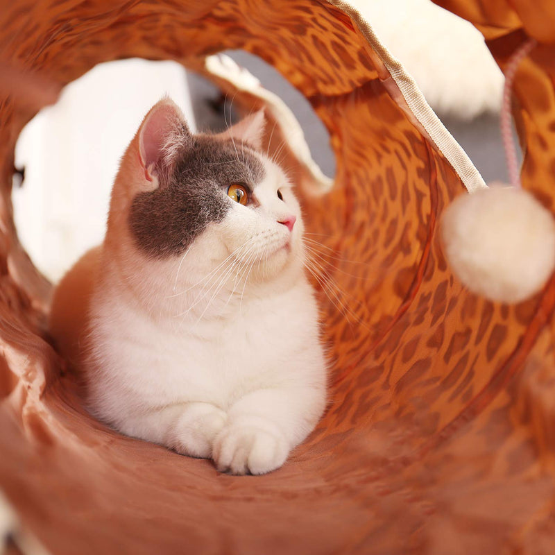 PAWZ Road Cat Toys Collapsible Tunnel Leopard Cat Tunnel Tube for Cat,Rabbits and Dogs Medium - PawsPlanet Australia