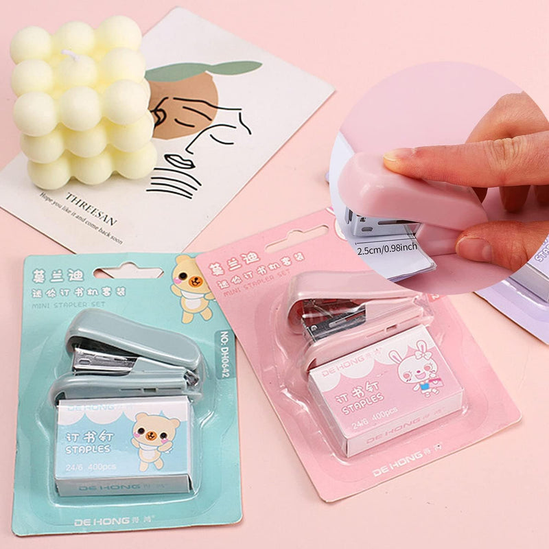 Mini Stapler, 2 Pack Mini Stapler Set Stapler Small Mini Stapler Stapler Small Staple Set, with 800 Standard 24/6 Staples for School Home or Office, for Organizing Files (Pink, Green) - PawsPlanet Australia