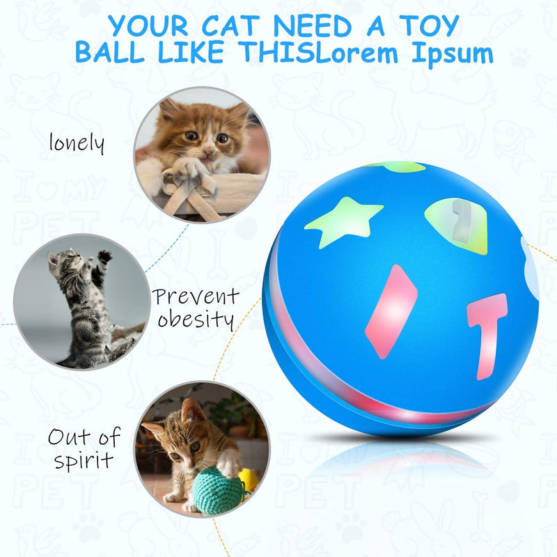 [Australia] - uniwood Interactive Cat Toy Ball, USB Rechargeable Motion Ball, 360 Degree Self Rotating Ball with Red LED Light, for Kitty’s Indoor Play and Exercise 